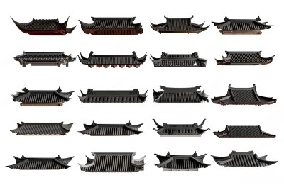 中式屋檐 飞檐 瓦片 屋脊 屋顶 檐线 建筑构件